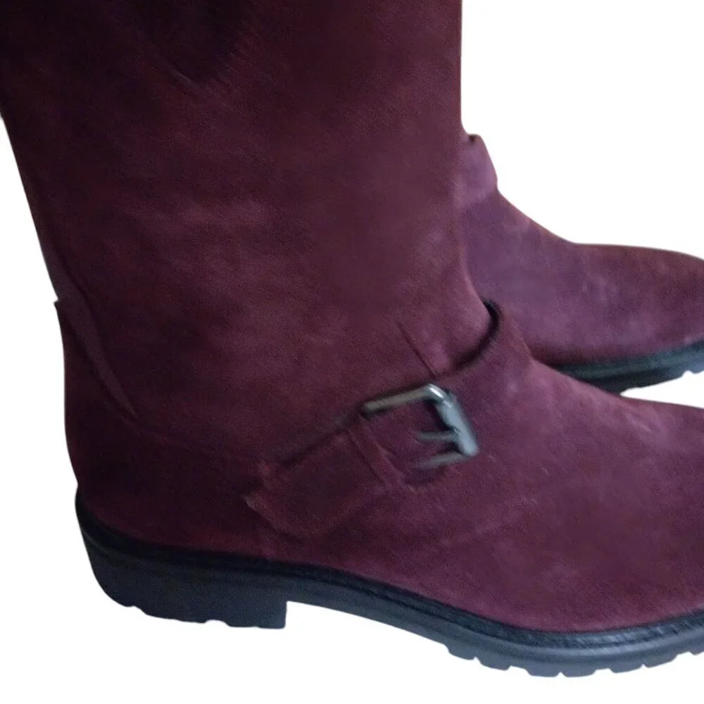 CALVIN KLEIN UGILIO Men's Size 8 Suede Dark Cranberry Mid-Calf Side Zip Boots